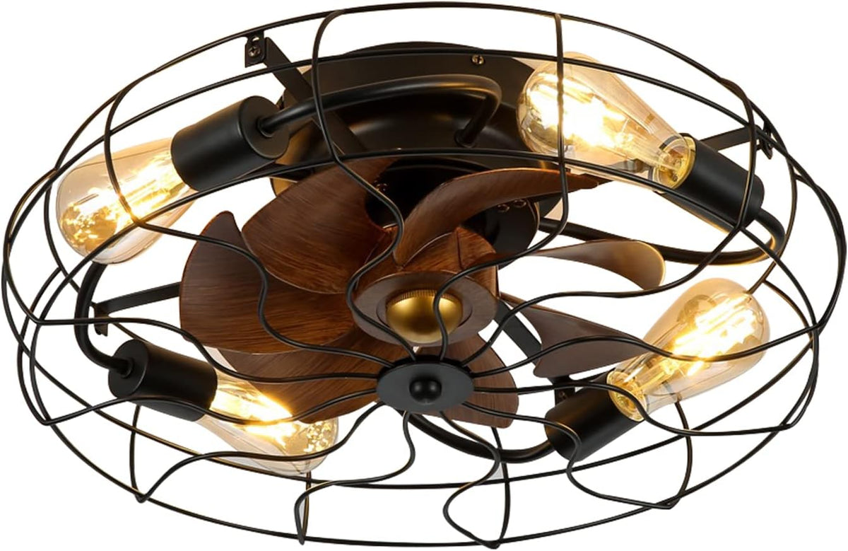 20'' Black Bladeless Ceiling Fan with Lights and Remote Control S5740