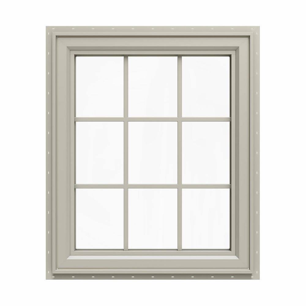Desert Sand Vinyl Left-Handed Casement Window with Colonial Grids O8992