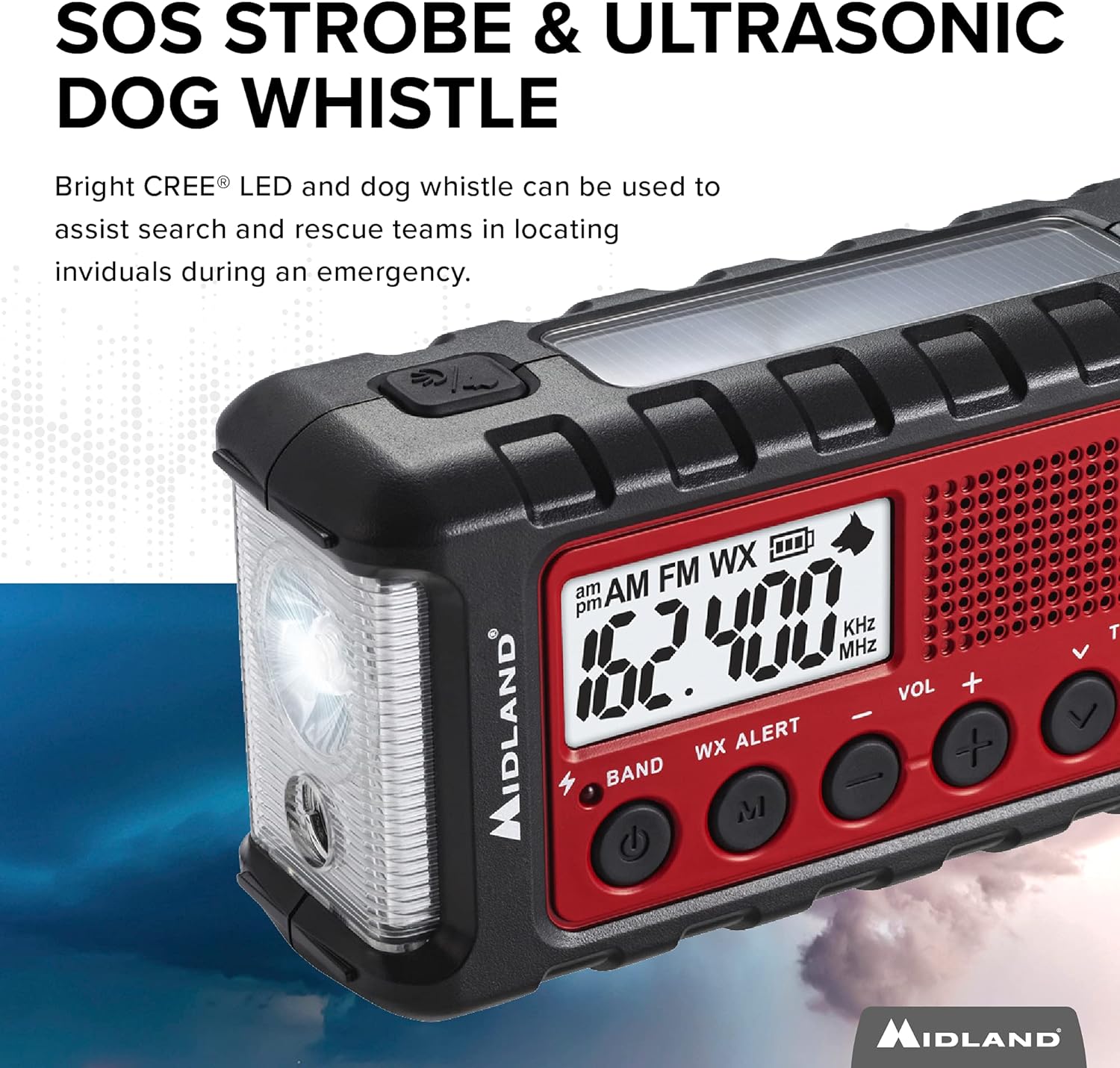 Red/Black Emergency Crank AM/FM Radio with Flashlight Q88204