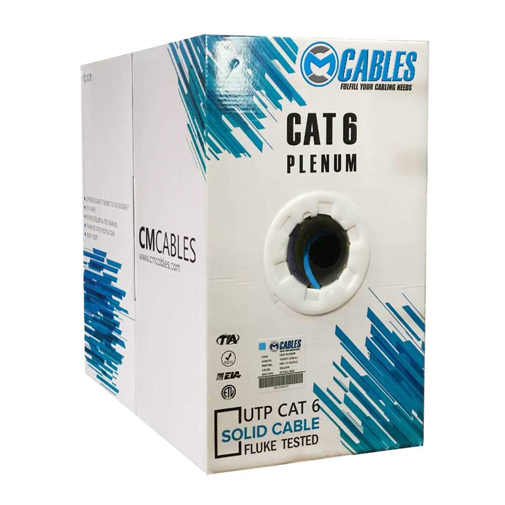 Cat6 Plenum UTP Solid Bulk Ethernet Network Cable 550 Mhz 23 AWG Blue G942