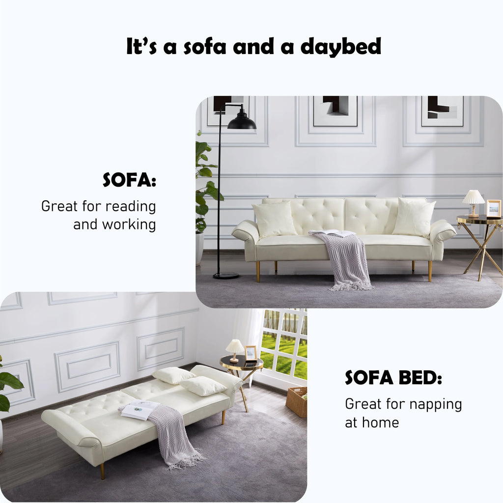 Velvet Futon Sofa Bed with 3 Adjustable Positions J252112