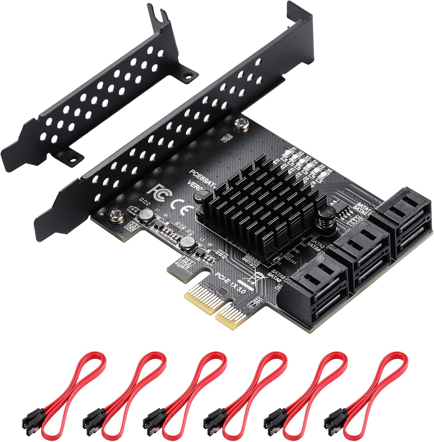 8 Port PCIe SATA 3.0 Card with 8 SATA Cables and Low Profile Bracket D79643