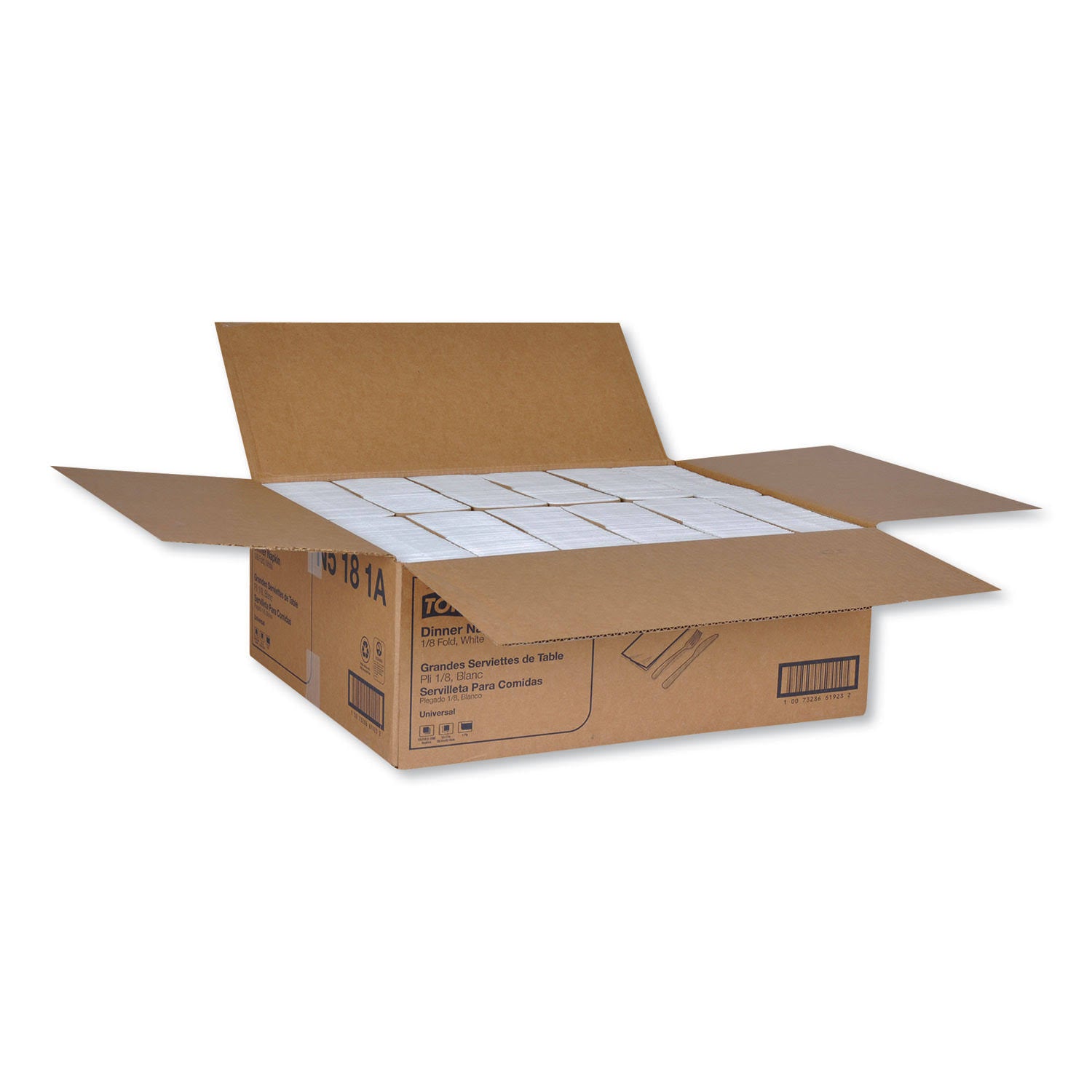 White 1/8 Fold 1-Ply Dinner Napkins P67147