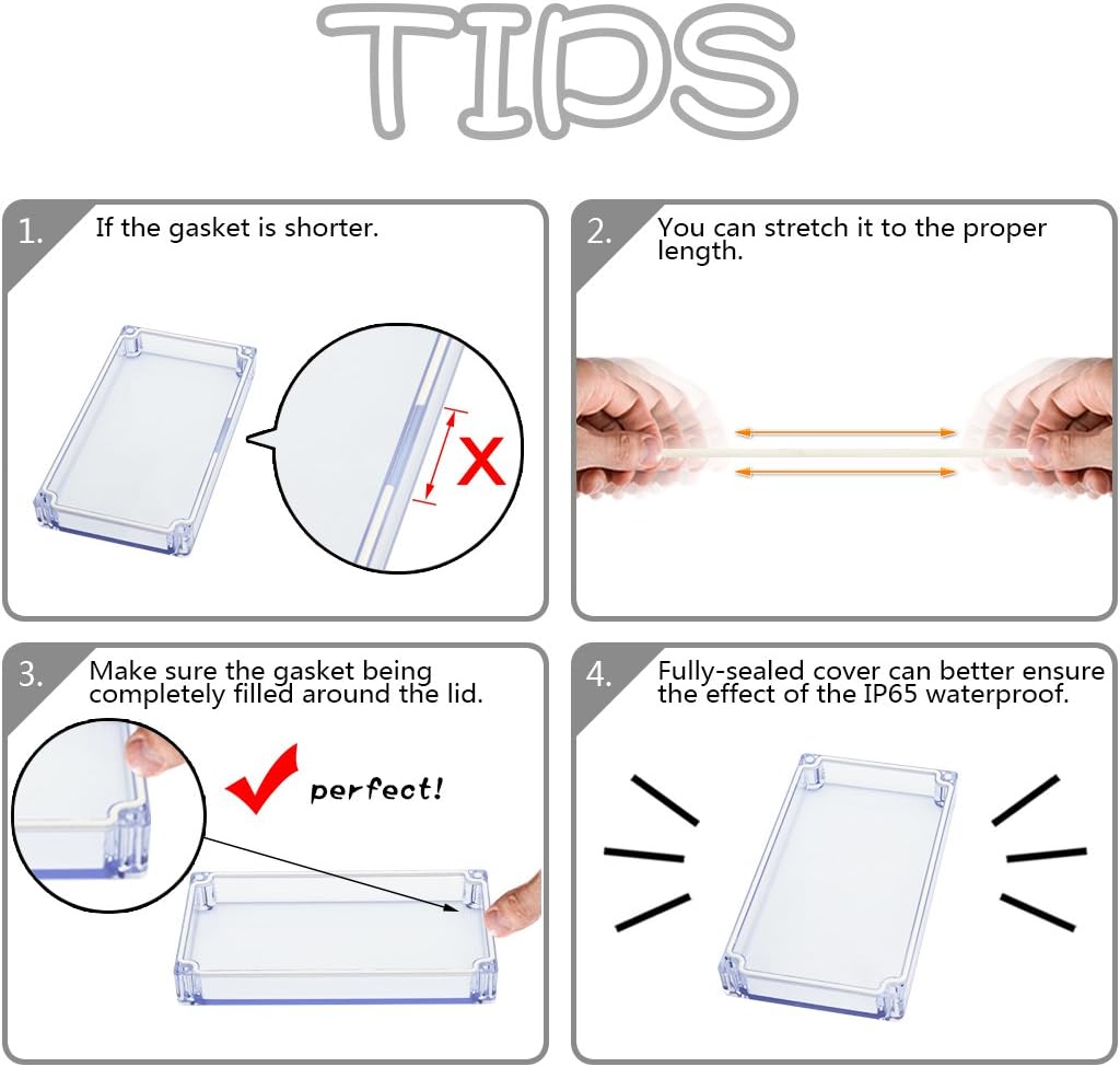 ABS Plastic IP65 Electrical Enclosure Box Grey with Clear Cover 4.7 x 4.7 x 3.5 inch Pack of 2 N924