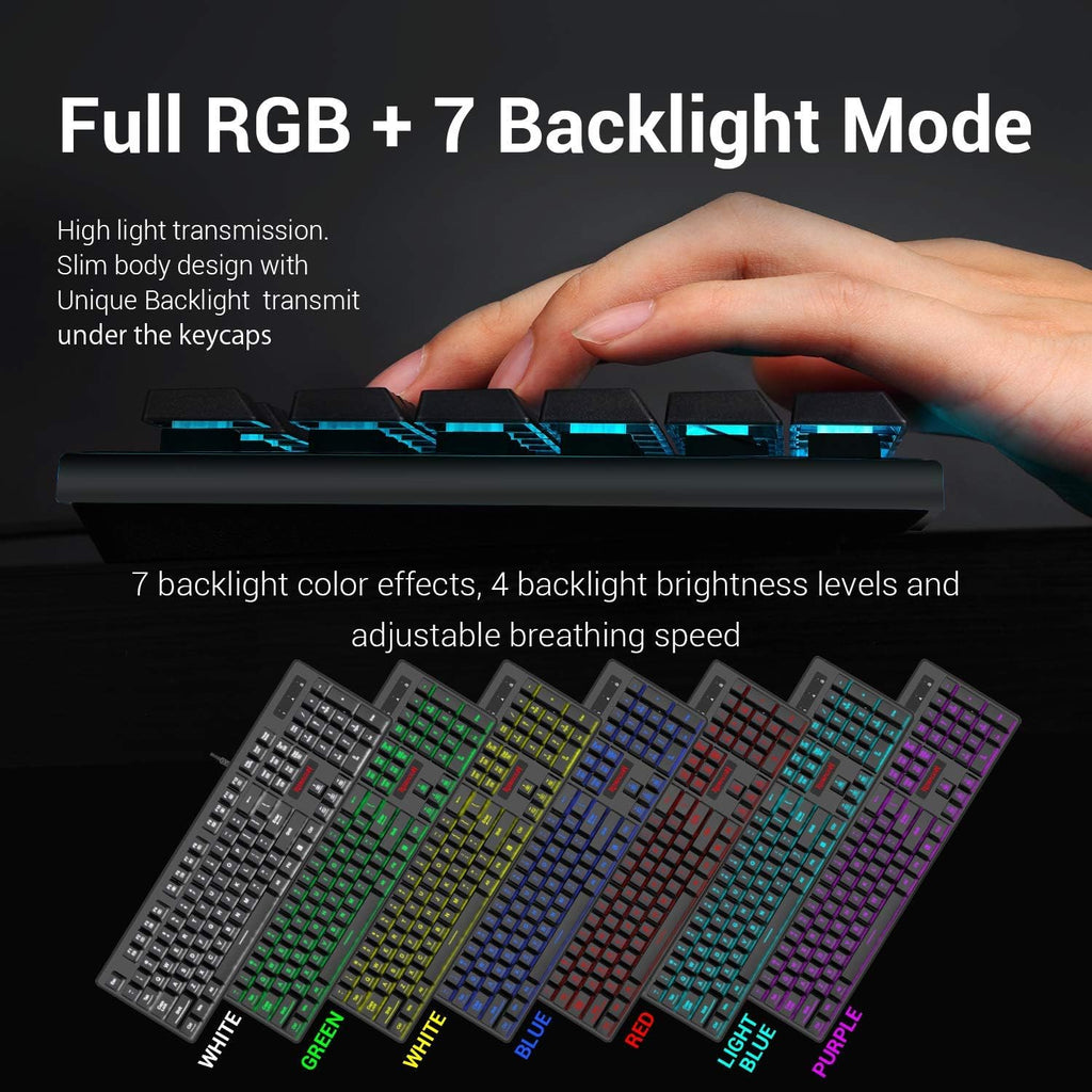 Gaming Keyboard and Mouse Combo with Mouse Pad, RGB Backlit, 3200 DPI, Pack of 2 X551