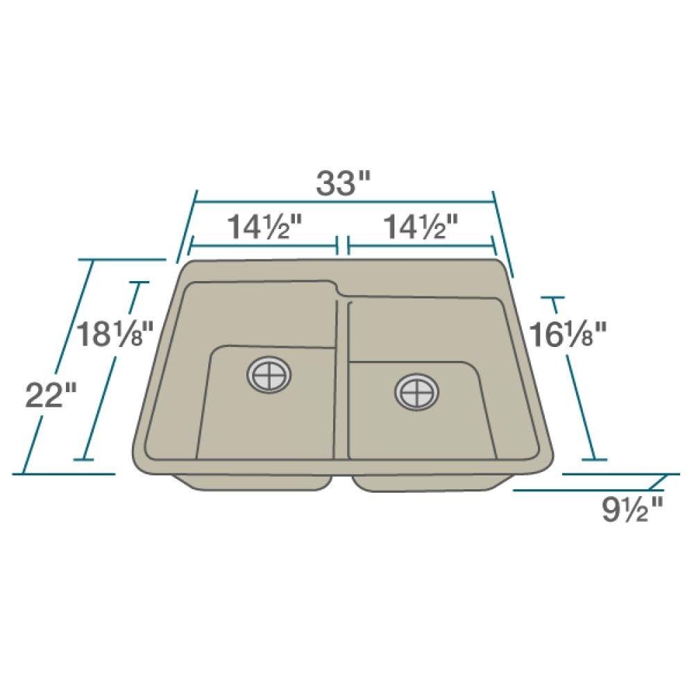 Slate Double Basin Drop-in Kitchen Sink O62954