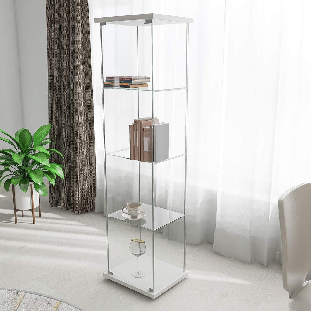Black 4 Layers Glass Display Cabinet with Door F374