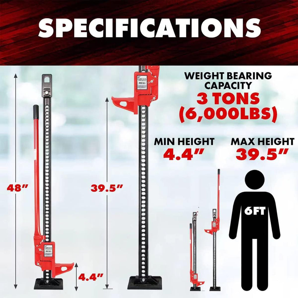 Heavy Duty 48 inch Ratcheting Farm Jack with Wide Base N9642