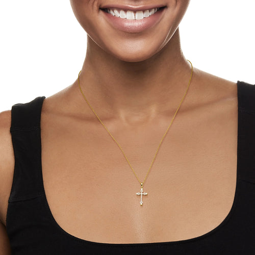 0.25 ct. t.w. Diamond Cross Pendant Necklace in 14kt Yellow Gold B618