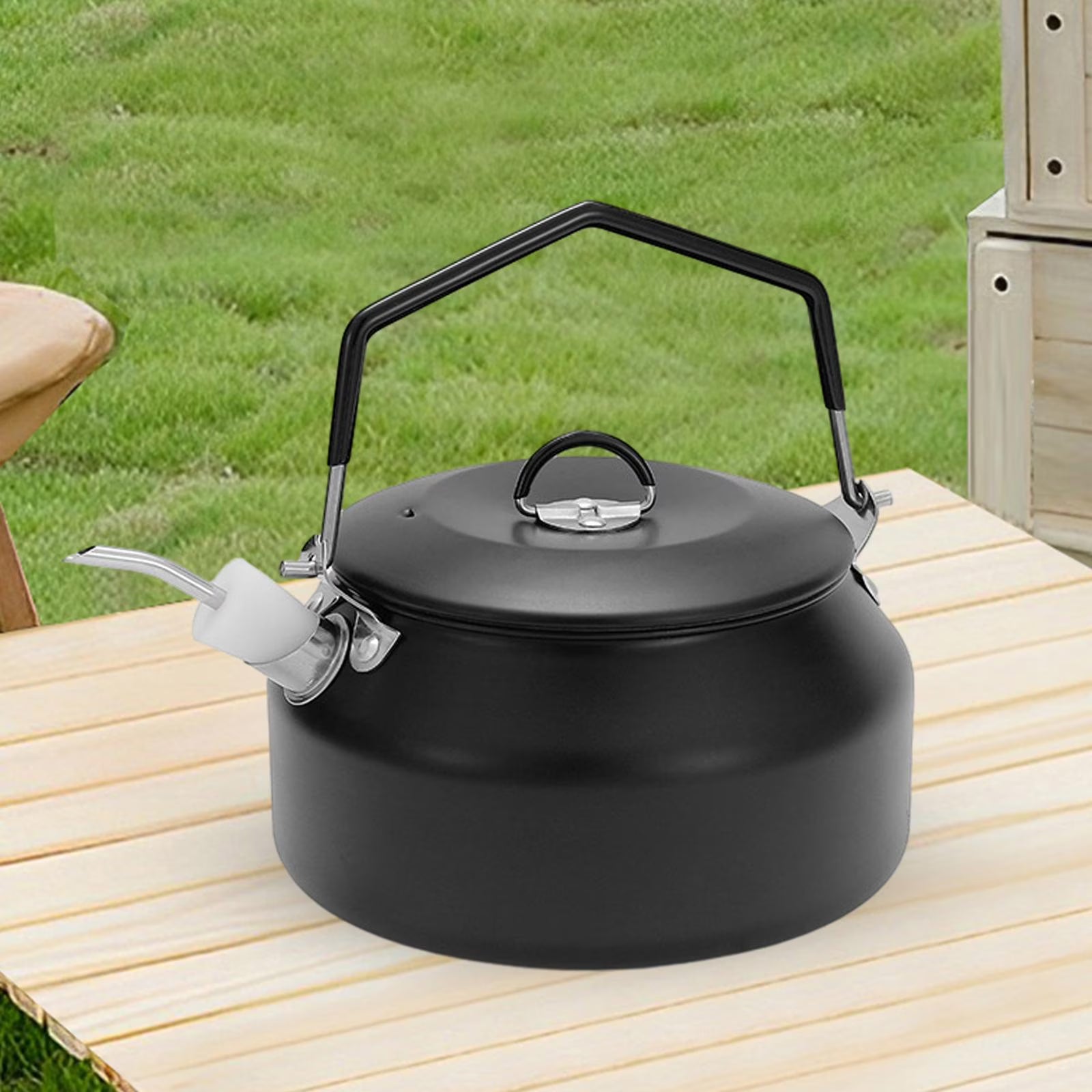 Black 1L Camping Water Kettle with Lockable Handle A1885
