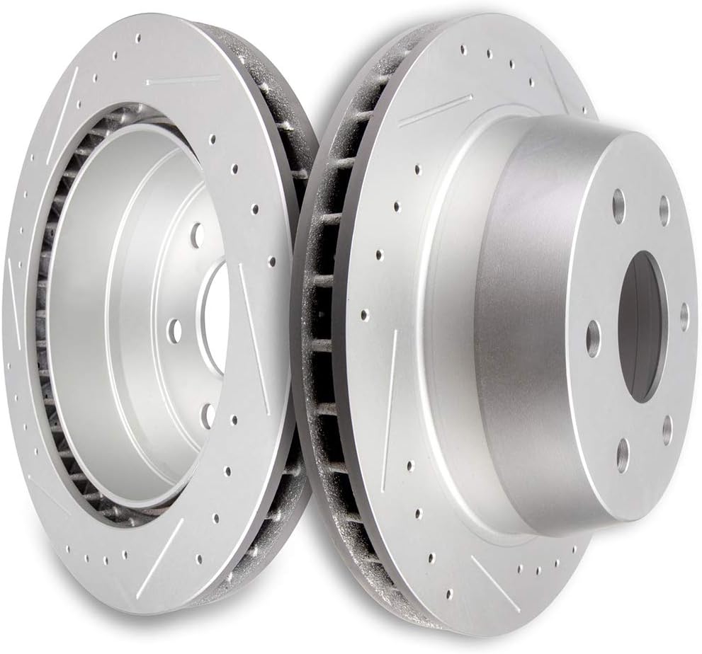 Drilled & Slotted Rear Brake Rotors 2pcs T279