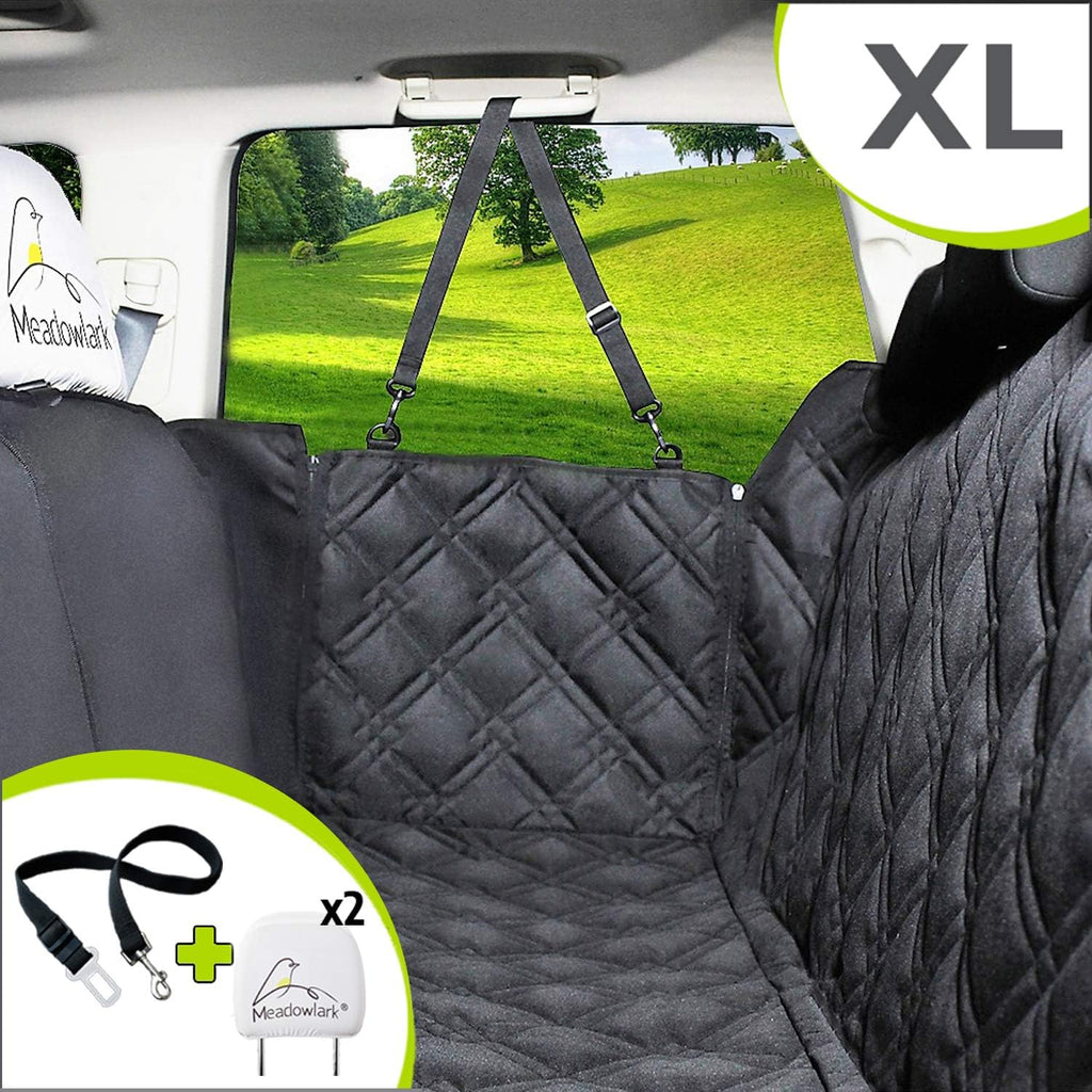 Water Repellant Dog Car Seat Cover with Seat Belt and 2 Headrest Covers U82417