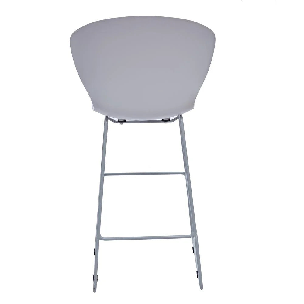 Midcentury Polypropylene Counter Stool with Metal Legs, Set of 2, Light Gray I938