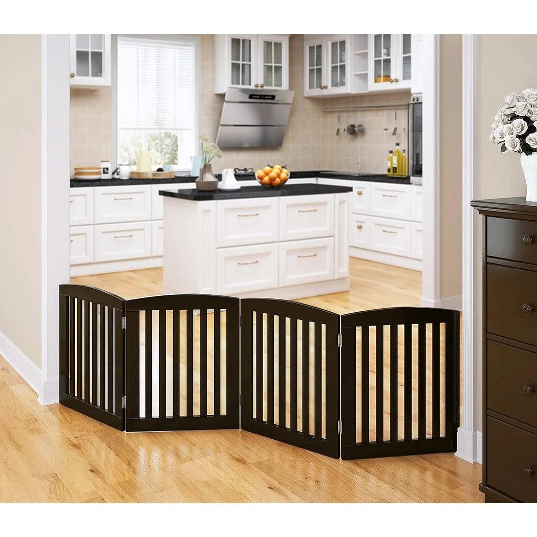 24 inch 4 Panel Wooden Freestanding Foldable Pet Gate F575
