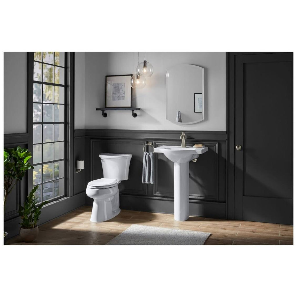 24 In. Pedestal Bathroom Sink Basin with Single Faucet Hole, Thunder Grey G386506