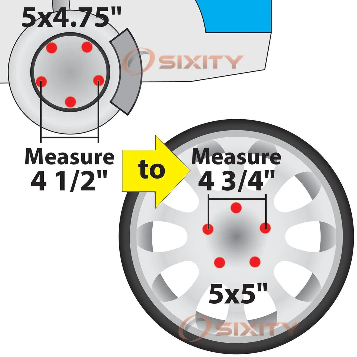 4 pc 5x4.75" to 5x5" Wheel Spacers Adapters 1.25" X948