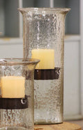 Glass Candle Cylinder with Rustic Insert - Large U930