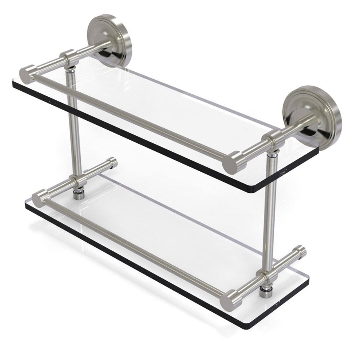 22x22 Double Glass Shelf with Gallery Rail Satin Nickel P574735