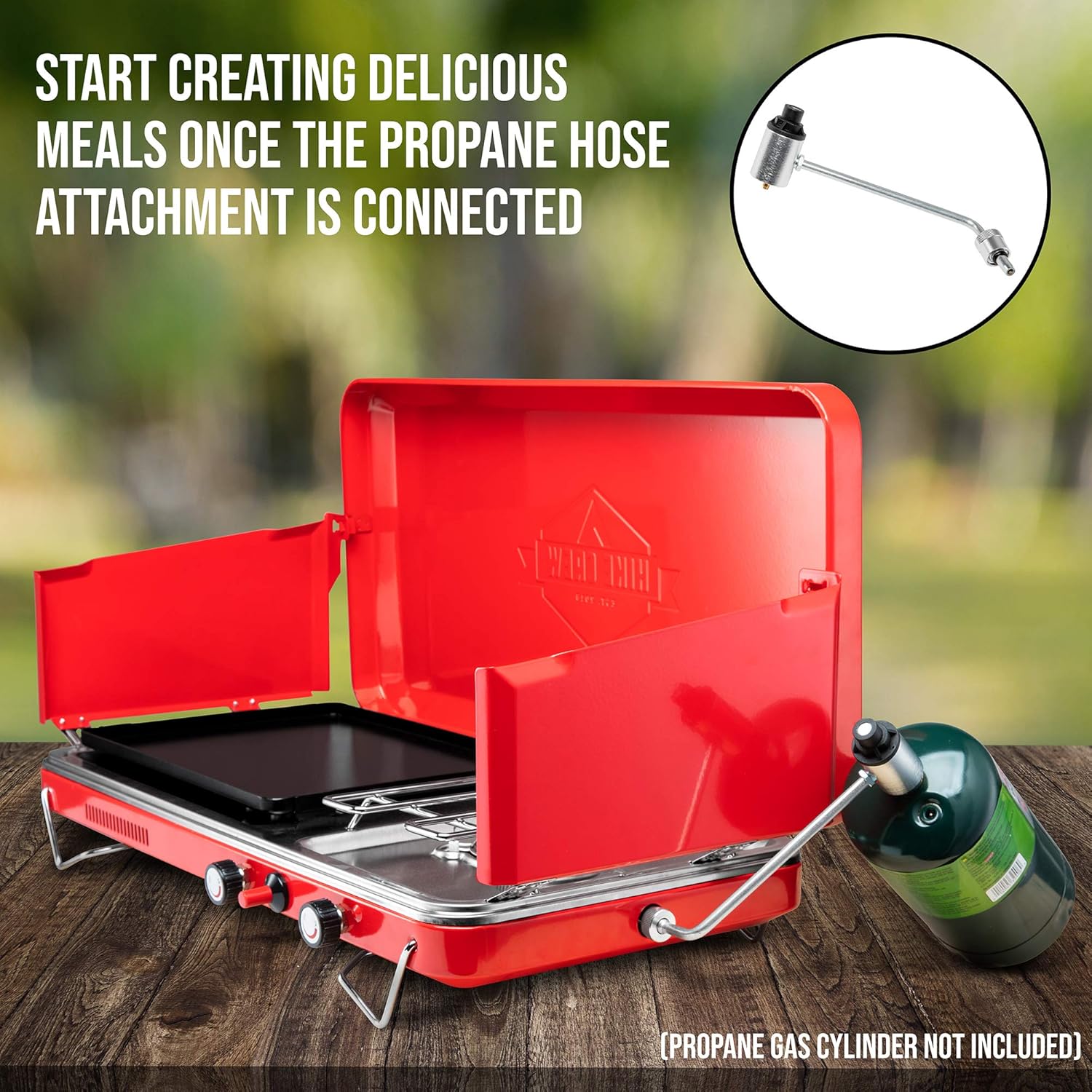 2-in-1 Gas Camping Stove with Integrated Igniter & Stainless Steel Drip Tray B2088