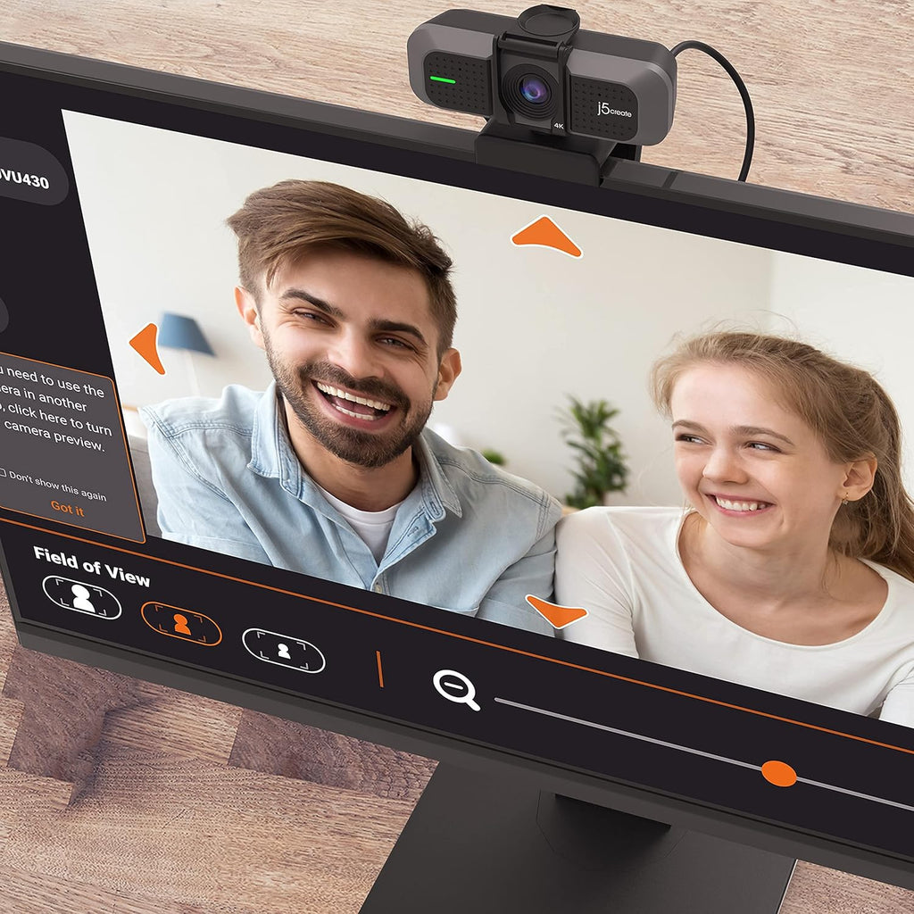 4K Wide Angle Webcam with Microphone and Privacy Cover E54775