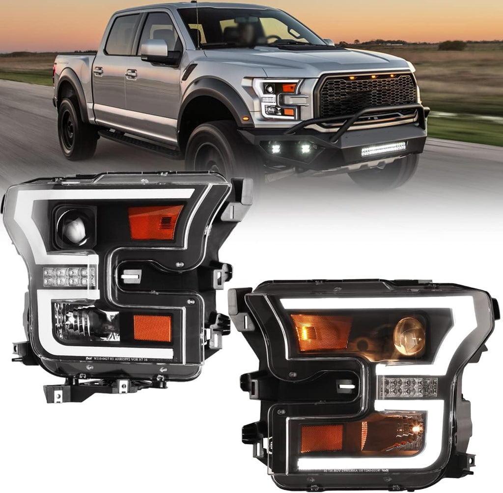 Black Projector Headlights with LED DRL for Ford F-150 E6700
