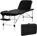 Portable 3 Folding 73 Inch Height Adjustable Aluminium Massage Table with Carry Case (Black) Z868175