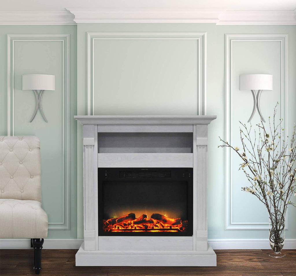 White Mantel Electric Fireplace A7344