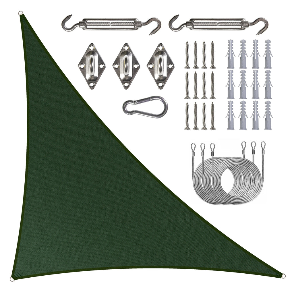 Blue Right Triangle Sun Shade Sail with Hardware Kit HDPE Mesh Fabric Canopy B591517