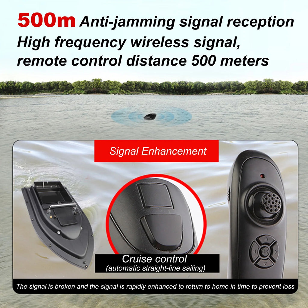 RC Fishing Bait Boat with Fish Finder, 0.75kg Loading, 500M Remote Control, Double Motor, Night Light, 12000mah Battery I75672