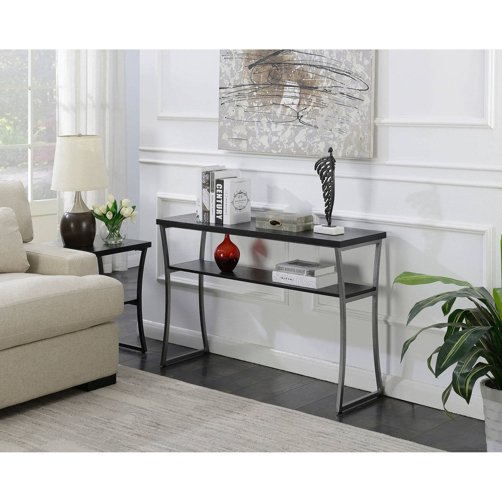 Black Woodgrain/Gray Console Table T6004
