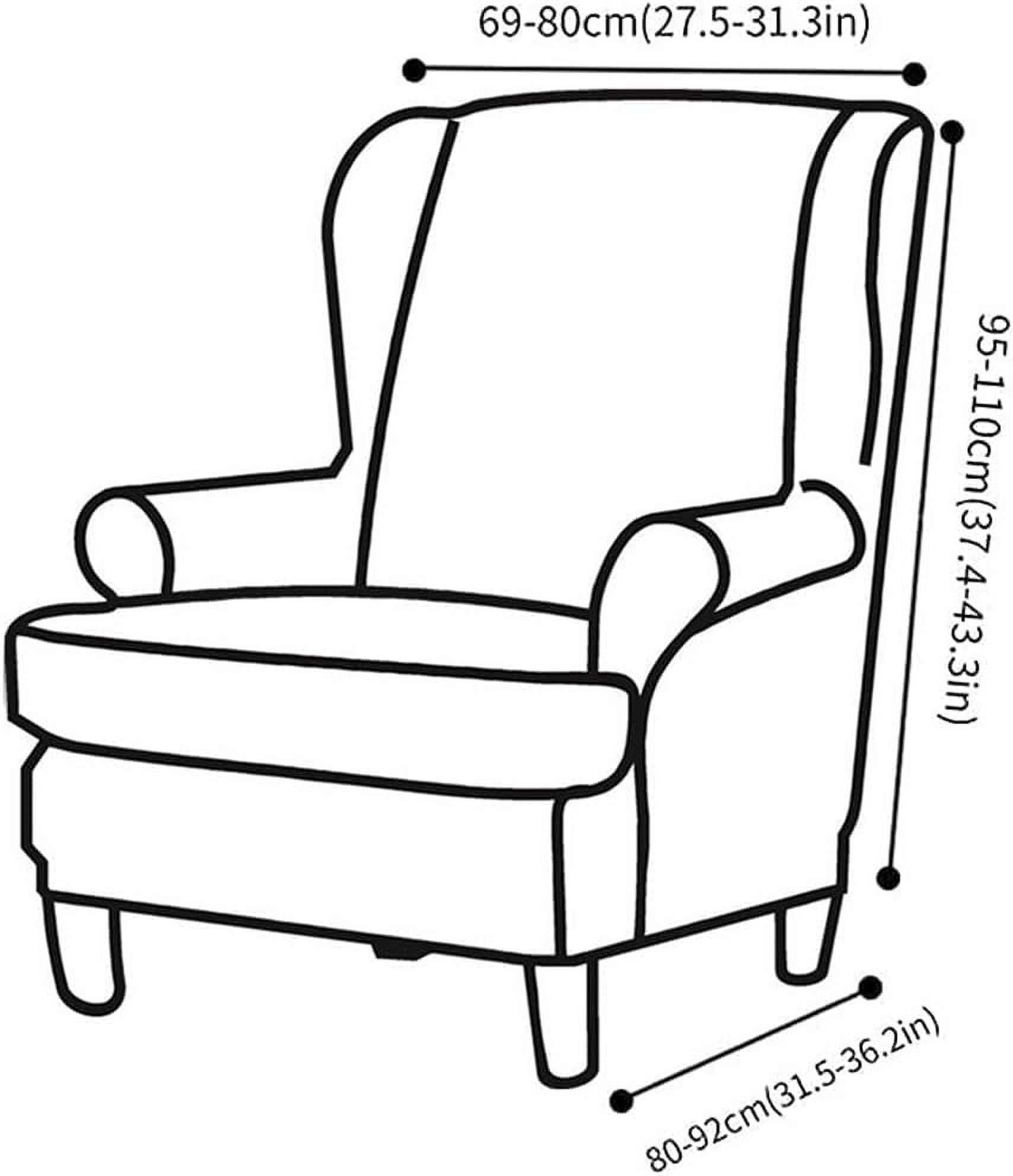 Purple Velvet Stretch Wingback Chair Sofa Slipcover with Elastic Bottom Y346958