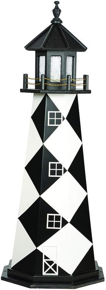 Decorative Lighthouse Wood Black White H6482