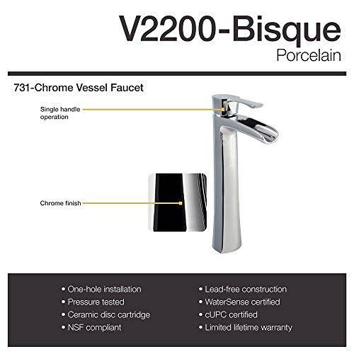 Vitreous China Circular Vessel Bathroom Sink with Faucet and Overflow J12212