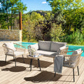 Gray 4 Piece Wicker Patio Furniture Set with Cushions G2302