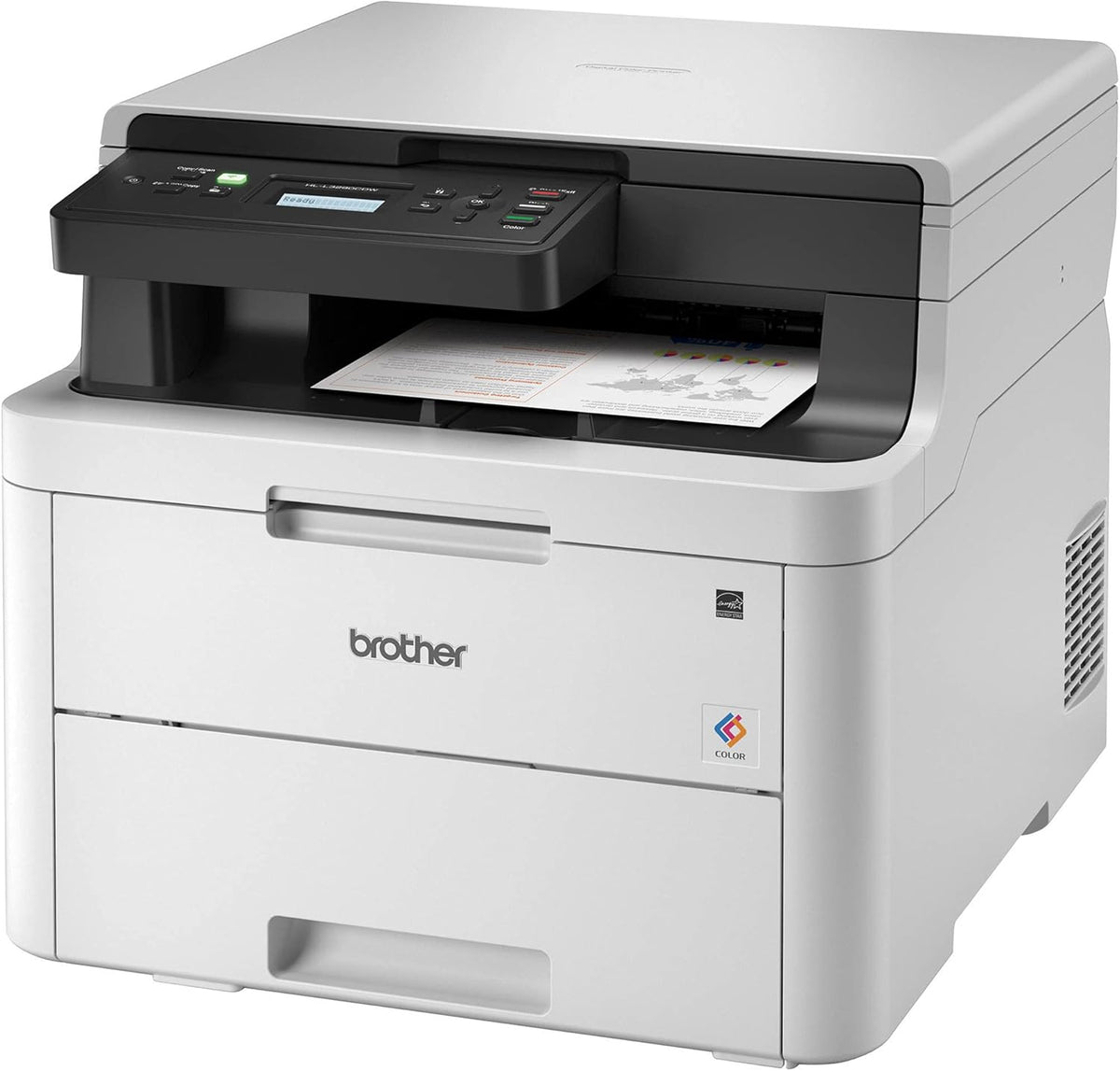 Compact Digital LED Color All-in-One Printer with Flatbed Copy & Scan, Wireless Duplex Printing, 25 ppm, 600x2400 dpi J836
