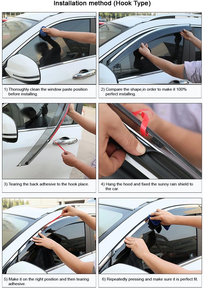 Car Window Visor Vent Shade Deflector Sun/Rain Guards V5921