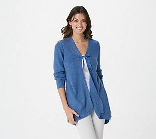 Ribbed Eyelash Cardigan, Size 4X, Bijou Blue B367746