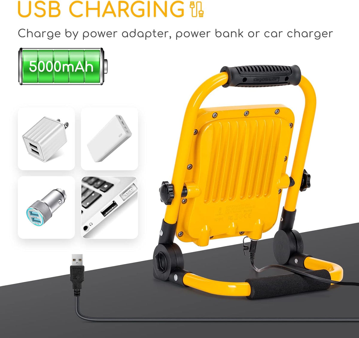 3000LM 360° Rotation IP65 Waterproof 30W Portable Work Light with Stand Pack of 2 F760865