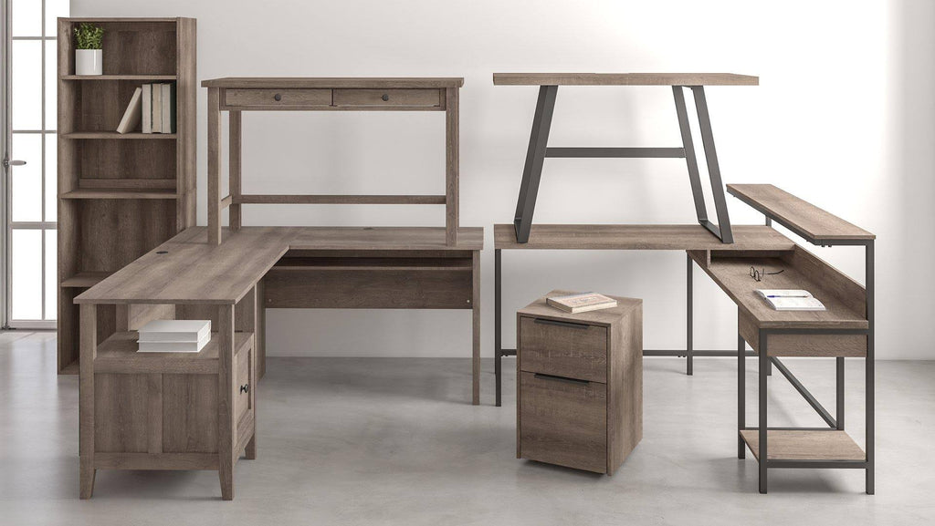 Gray L-Desk with Storage M1030