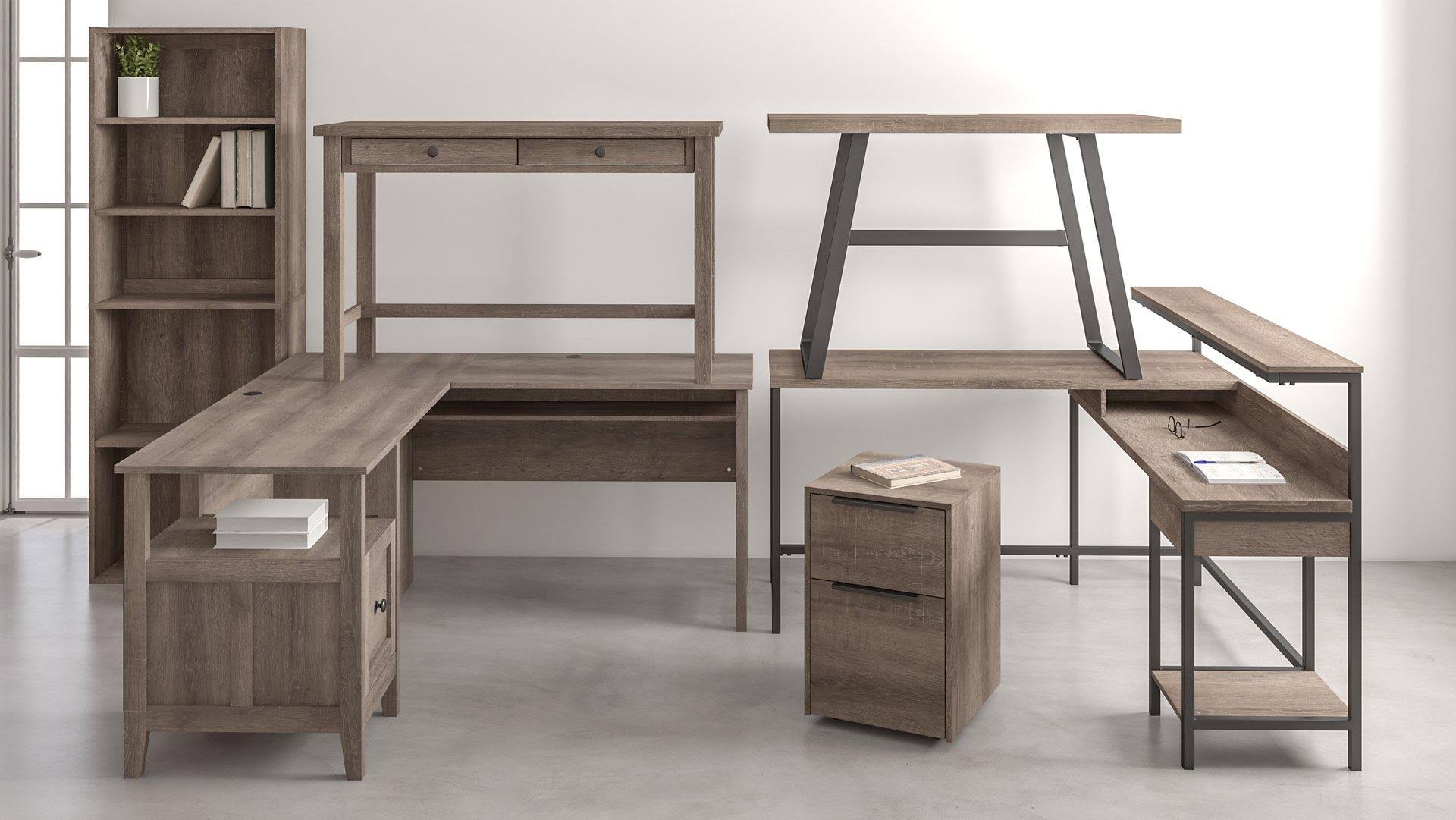 Gray L-Desk with Storage M1030