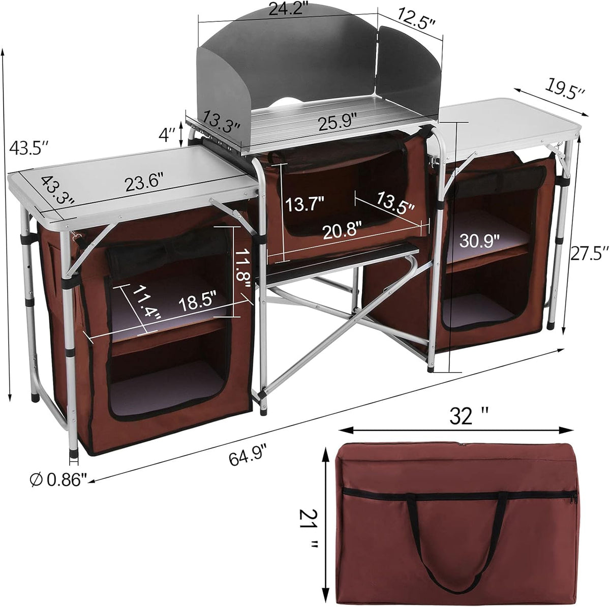 Portable Aluminum Folding Cook Table M7715