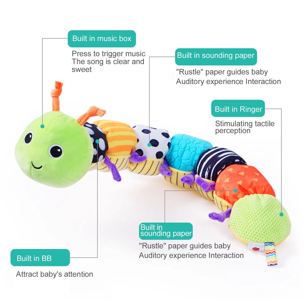 Multicolor Baby Toy Plush Caterpillar Rattle P450969