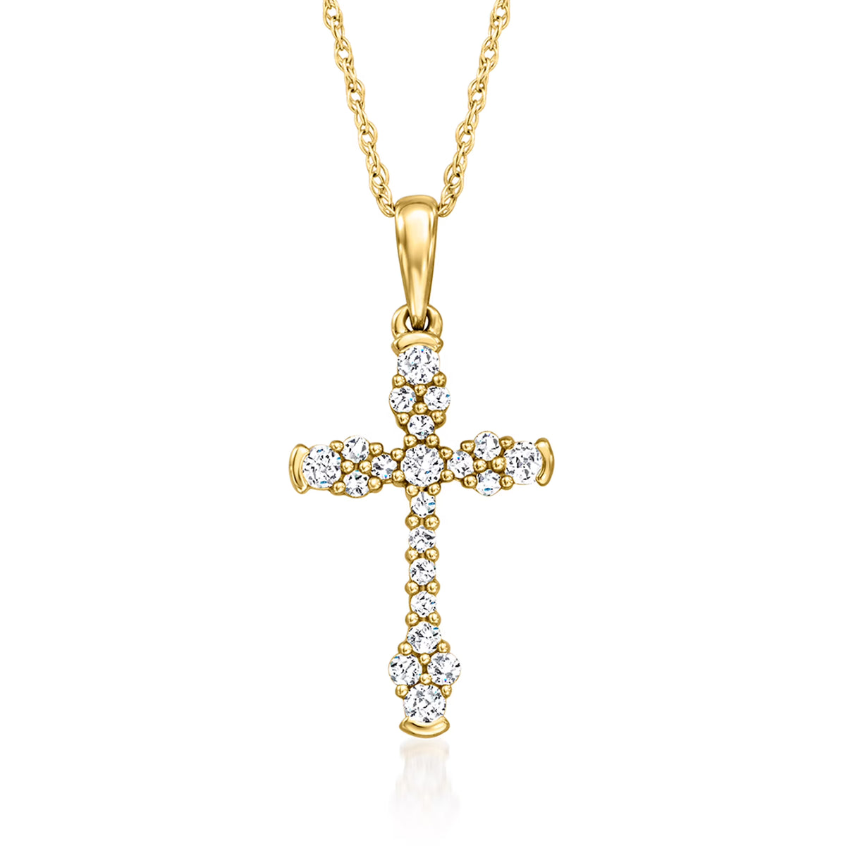0.25 ct. t.w. Diamond Cross Pendant Necklace in 14kt Yellow Gold B618