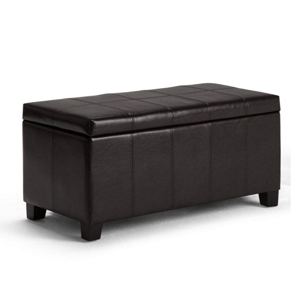 36 inch Wide Storage Ottoman in Tanners Brown Faux Leather Q85872