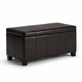 36 inch Wide Storage Ottoman in Tanners Brown Faux Leather Q85872