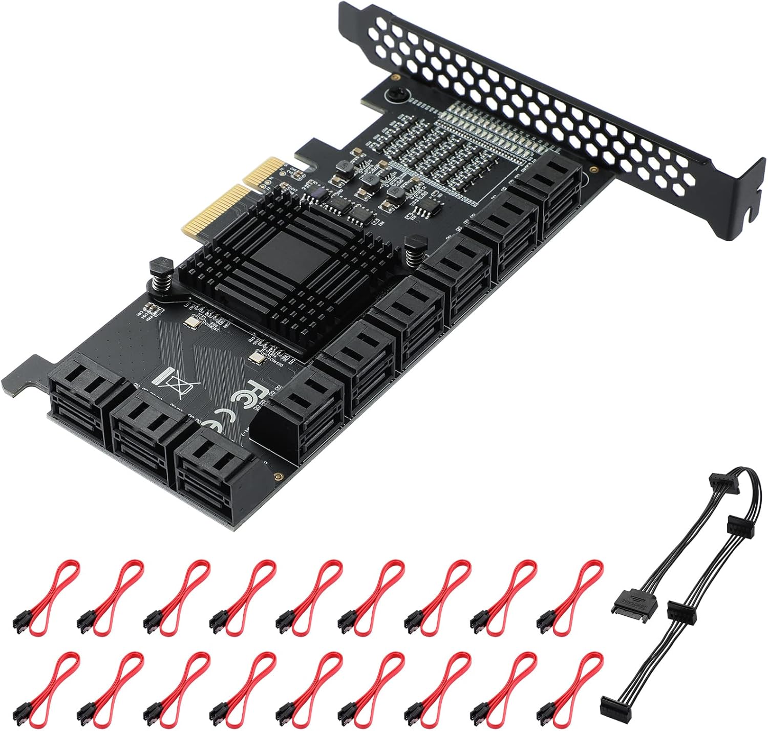 8 Port PCIe SATA 3.0 Card with 8 SATA Cables and Low Profile Bracket D79643
