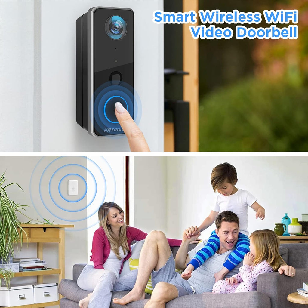 Wi-Fi Video Doorbell Camera, 1080p FHD, Wireless Camera Kit with Chime, PIR Motion Detector, 2-Way Audio, Night Vision C135
