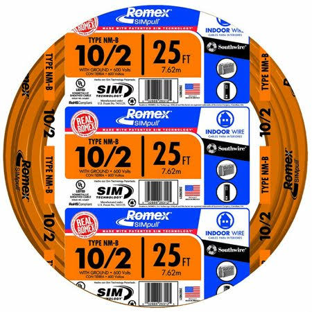 Non-Metallic Sheathed Cable with Ground, 10/2, Copper, 25 K3271