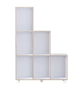 White and Distressed Taupe Bookcase T1426