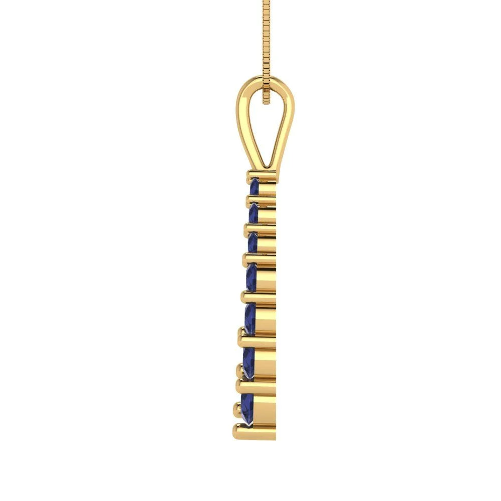 14k Yellow Gold Blue Sapphire Pendant with 18" Chain Q98052